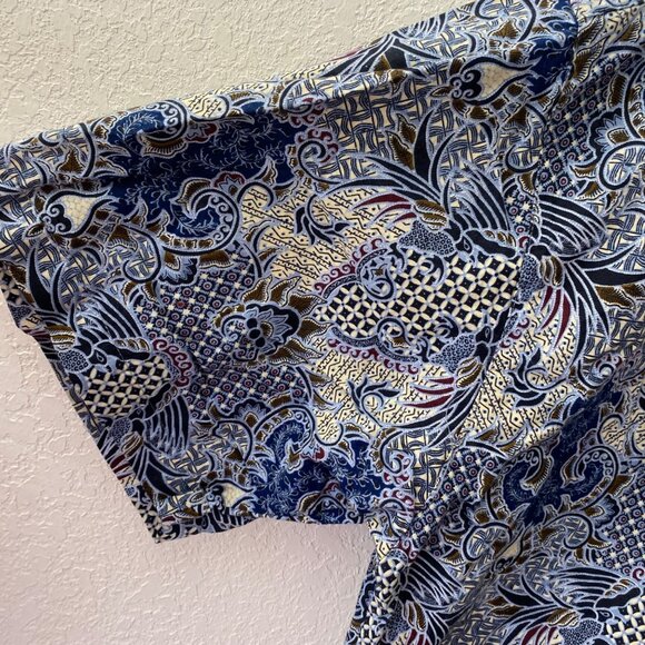 Java Lava Mens XL Short Sleeve Blue & Beige Paisley Button-Up Shirt Coastal Beec - Picture 5 of 14